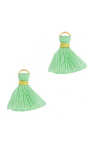 Ibiza style Tassel 1.5cm Gold-mint green